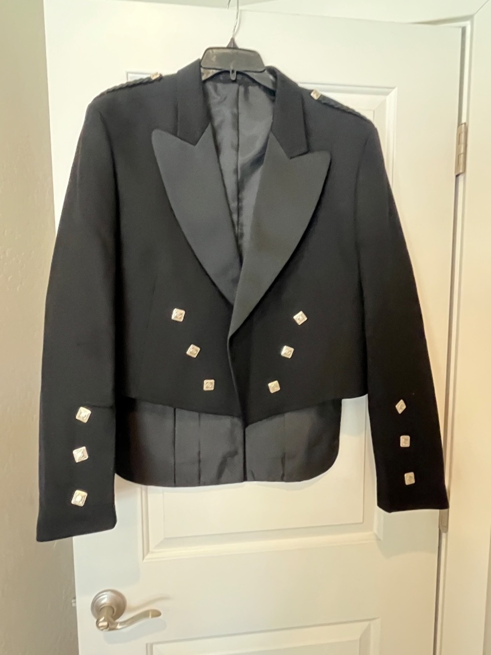 House of Edgar Prince Charlie Black Coatee Kilt Jacket Sz 48 Formal RenFaire